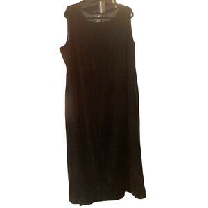 Womens Positive Attitudes Vintage Black Velvet Dress Midi Sleeveless 20 Petite
